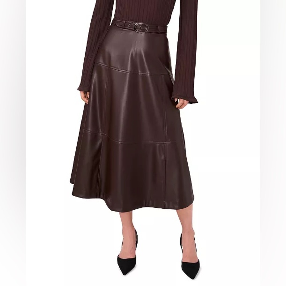1. State Chocolate A-Line Leather Skirt